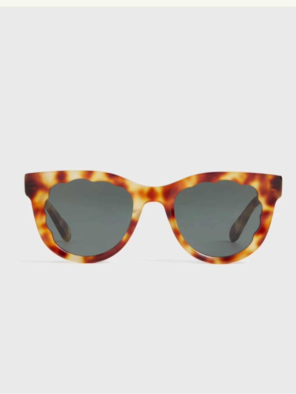 KREWE ELLIE Scalloped Tortoiseshell HAWKSBILL Sunglasses Dark Green Lenses NEW